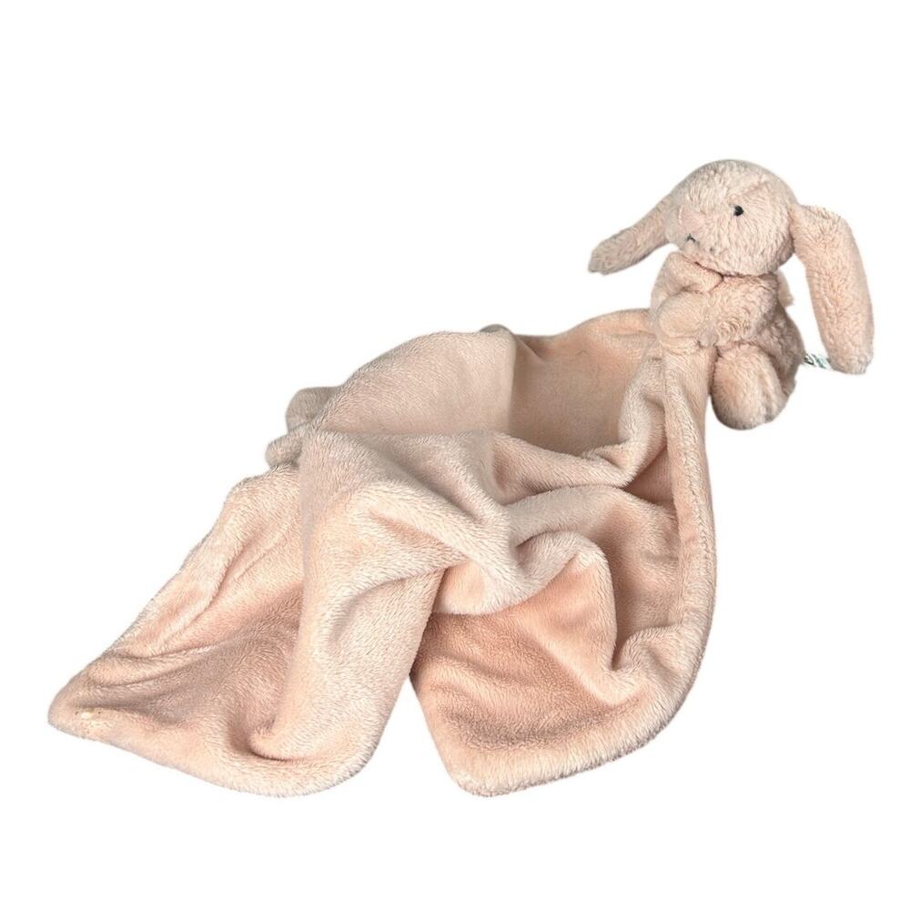 Jellycat bashful bunny baby pink soother blanket soft plush- preowned 5" sitting